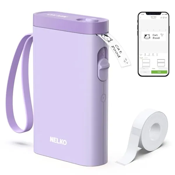 Nelko Label Maker Machine with Tape, P21 Bluetooth Label Printer, Wireless Mini Label Makers with Multiple Templates for Office Home, Purple - Purple