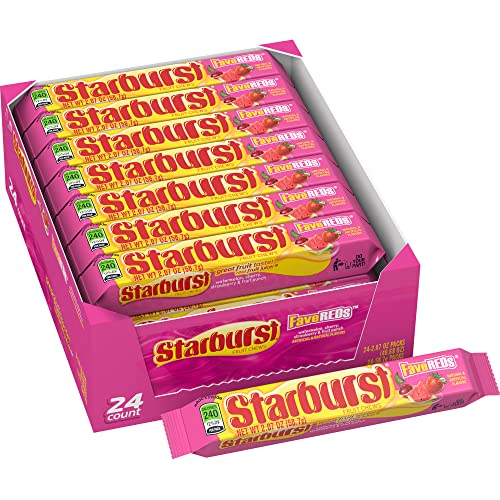 STARBURST FaveREDS Chewy Candy Bulk Pack, Full Size, 2.07 oz (Pack of 24) - FaveREDS
