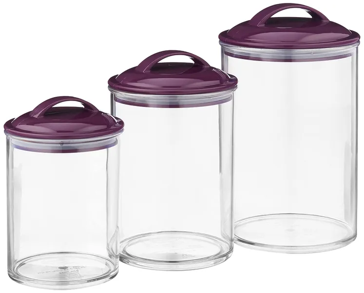 Calypso Basics by Reston Lloyd Acrylic Storage Canisters, Set of 3, Plum - Set of 3 Plum