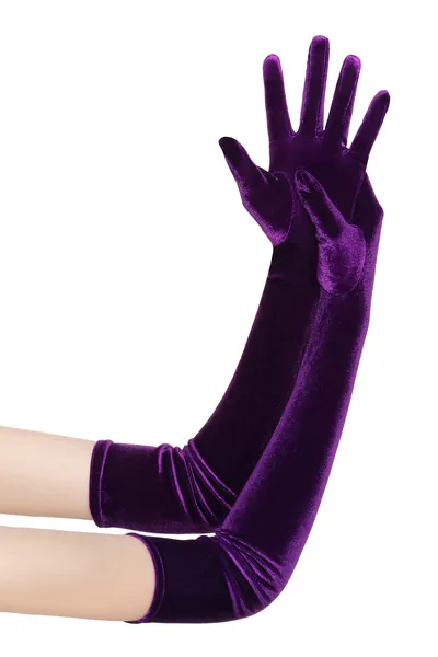 BABEYOND Long Opera Party Gloves 1920s Flapper Gatsby Accessories Velvet Stretchy Elbow Gloves - Dark Purple