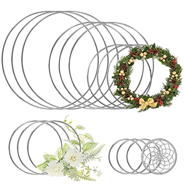 Benvo Metal Rings Hoops 15 Pieces Steel Craft Silver Rings for Dream Catcher, Macrame and Other DIY Projects in 5 Sizes (2 Inch, 3 Inch, 4 Inch, 5.5 Inch, 6.3 Inch, Silver)