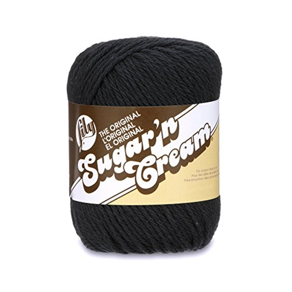 Lily Sugar 'N Cream The Original Solid Yarn - (4) Medium Gauge 100% Cotton - 2.5 oz - Black - Machine Wash & Dry