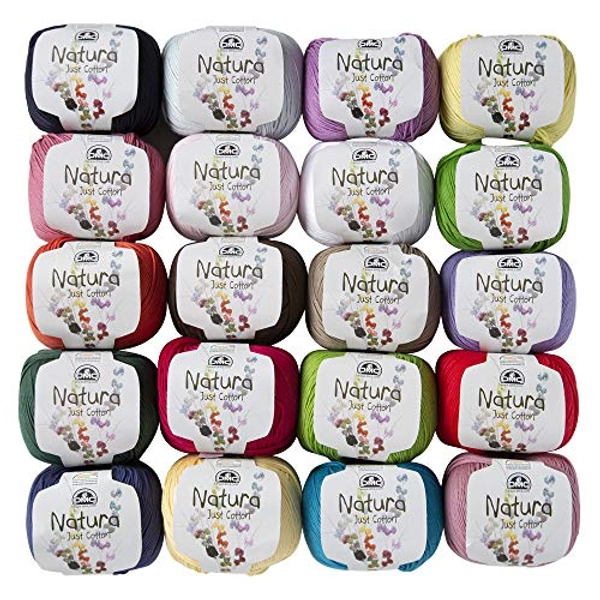 20 Skein DMC Natura Just Cotton Yarn, 100% Cotton, Assorted Colors Yarn