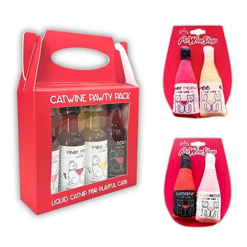 PetWineShop Cat Wine Pawty Pack Catnip Wine CatWine Set for Cats & Kittens