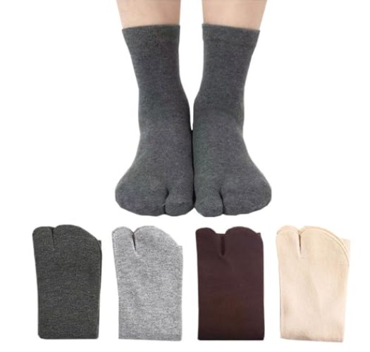 Eforwest Flip Flop Socks Tabi Split Toe Socks Elastic Cotton Tabi Socks for Men Women - One Size - Color 1 (Pack of 4)