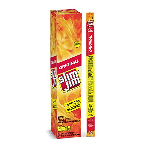 Slim Jim Giant Smoked Meat Sticks, Original Flavor, Keto Friendly Snack, 0.97 oz.