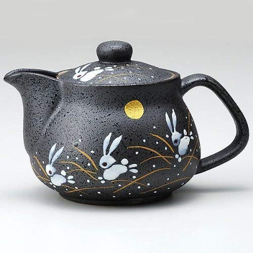 I rabbit Kutani pottery teapot pot (with tea strainer)