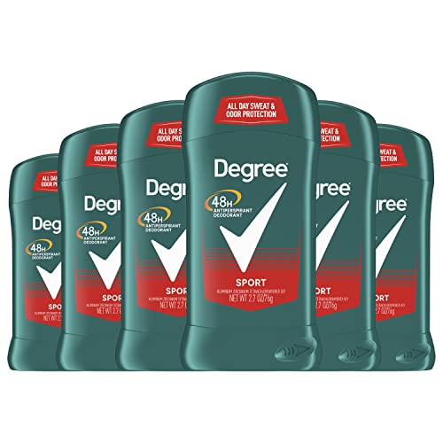 Degree Men Original Antiperspirant Deodorant for Men, 48-Hour Sweat and Odor Protection, Sport 2.7 Oz (Pack of 6) - Sport - 2.7 Ounce (Pack of 6)
