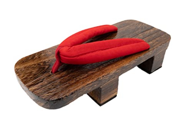 Cutey May Japanese Shoes Geta Wooden Clogs with Tabi Socks - 10-11 - Brown & Black