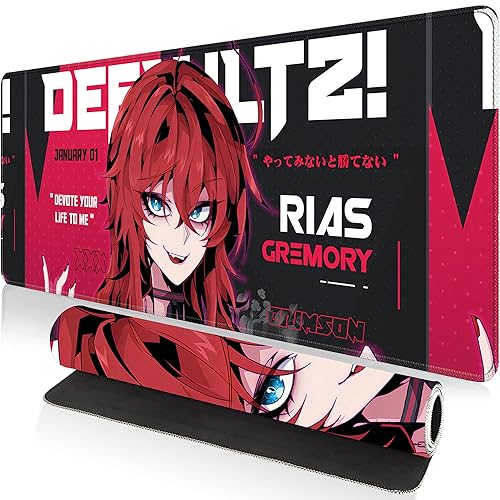Large Gaming Mouse Pad 31.5 x 11.8 Inches XXL Extended for Mouse and Keyboard Non-Slip and Water Resistant Surface with Anime Cute Girl Design Jinx Ideal for Competitive Gaming League (Red Rias)