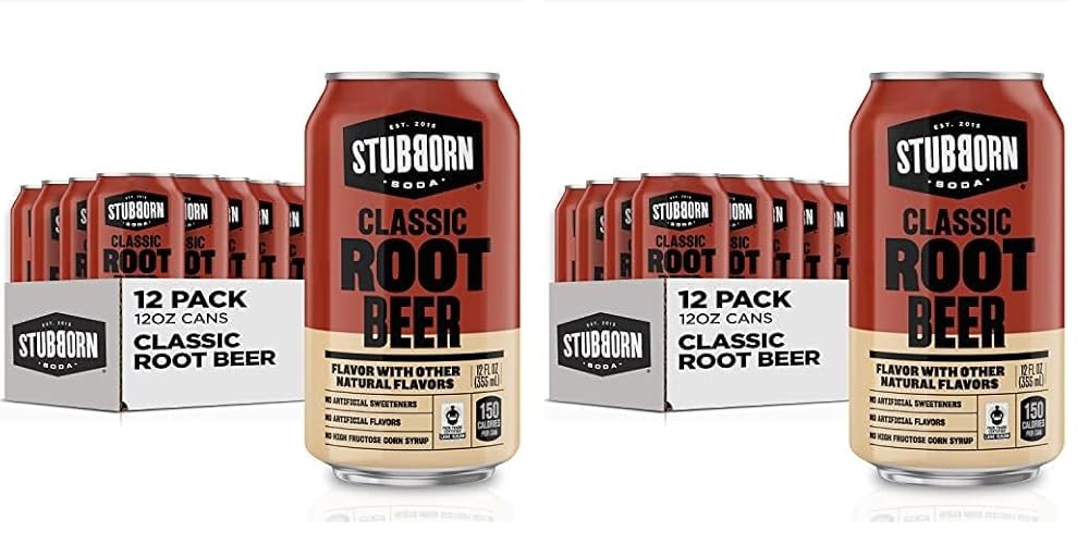 STUBBORN SODA, Classic Root Beer, 12oz Cans (Two packs of 12) - Root Beer - 12 Fl Oz (Pack of 24)