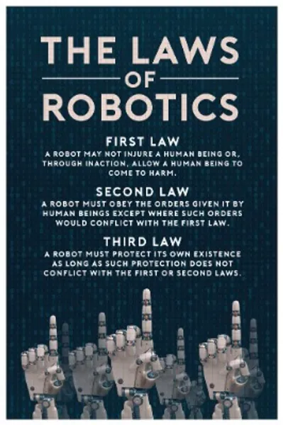 The Three Laws of Robotics Rules Science Fiction SciFi Geeky Inventor Handbook of Robotics Reference Chart Sign Cool Wall Decor Art Print Poster 12x18