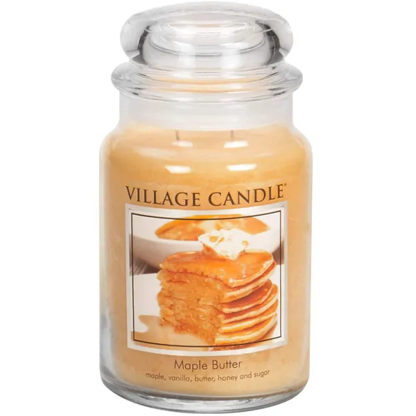 Village Candle Maple Butter Large Glass Apothecary Jar Scented Candle, 21.25 oz, Yellow - 