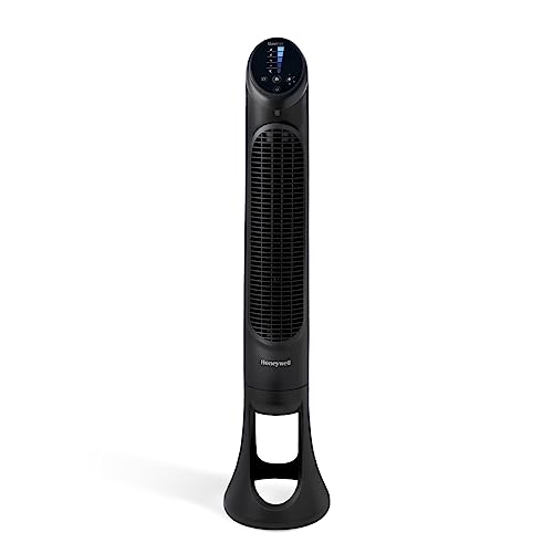 Honeywell HYF260BC QuietSet® Whole Room 40” Tall Tower Fan Home, Bedroom, Office, 75° Oscillation, Remote Control, 5 speeds, Slim Profile, Auto Shut-Off, Portable, Easy-to Use Controls, Black - Black - 5 Speed - Tower Fan