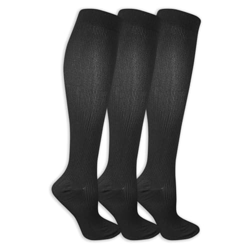 Dr. Scholl's Women's Graduated Compression Knee High Socks - Comfort and Fatigue Relief - Black (3 Pairs) - 8-12
