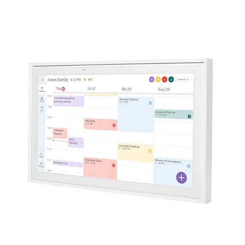 Skylight Calendar: 15 inch Digital Calendar & Chore Chart, Smart Touchscreen Interactive Display for Family Schedules - Wall Mount Included - White - Calendar - 15 Inch