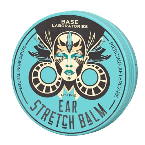 BASE LABORATORIES Ear Stretching Balm For Ear Gauges | Ear Stretching Balm For Earlobe Stretching & Preparation | All Natural Piercing Aftercare With Shea Butter & Eucalyptus Oil | 1.7 oz - 1.7 Ounce (Pack of 1)