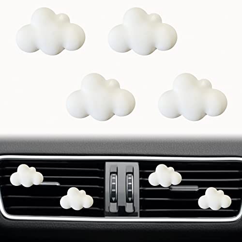4 Pcs Cloud Air Vent Clips, Cute Cloud Car Air Fresheners Vents Clips Funny Car Diffuser Vent Clips Car Interior Decor Charm Cute Car Accessories Car Decoration for Women - Cloud