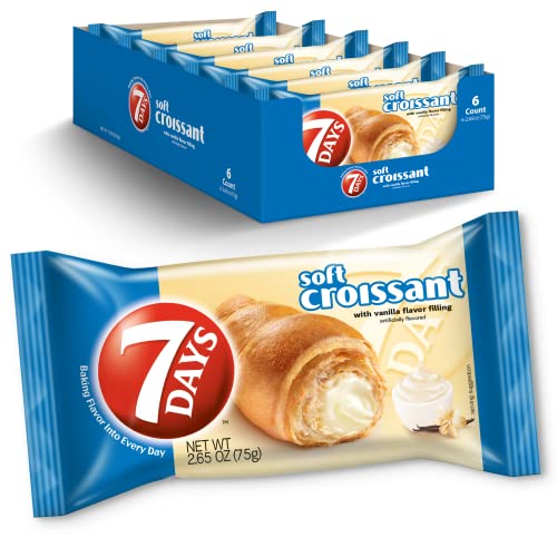 7Days Soft Croissant, Vanilla Croissant, Breakfast Pastry, Individually Wrapped On The Go Snack, Non-GMO, 2.65 Ounce (Pack of 6) - Vanilla - 2.65 Ounce (Pack of 6)