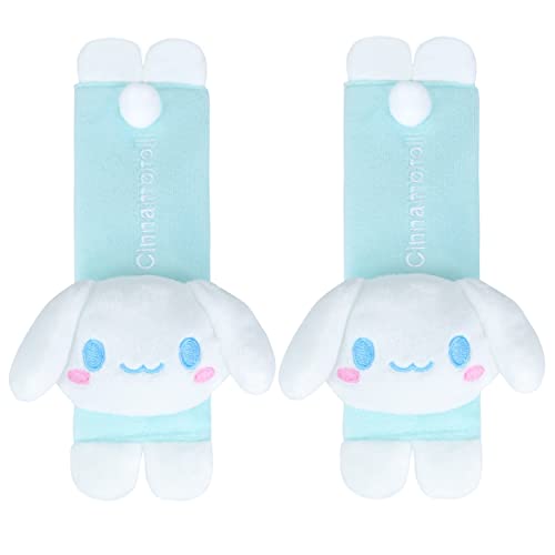 Roffatide Anime Cinnamoroll Car Seatbelt 2 PCS Shoulder Pad Seat Belt Cover Protector Plush Compatible with All Cars - 2 PC Seat Belt Cover
