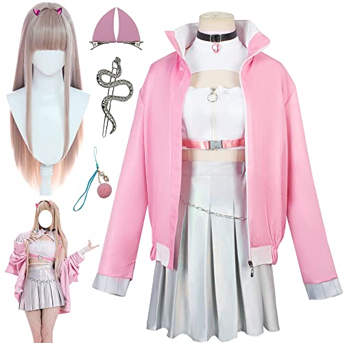 AIUKAKP Goddess Of Victory Nikke Cosplay Costume Dress Nikke Cosplay Uniform Wig Pink Outfit Women Halloween - Pink(+w) - XX-Large