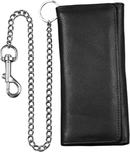 Trifold Long Chain Wallet RFID - Black