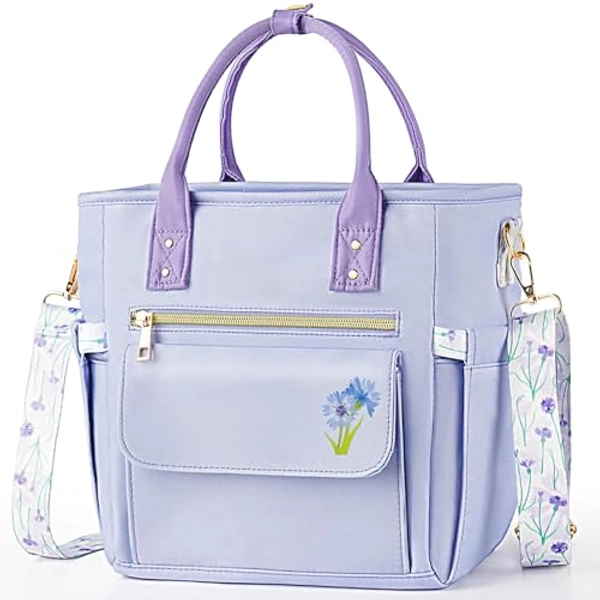 GLORIEROO Deluxe Lunch Bag Women - Leakproof Insulated Lunch Box for Women Purple Gifts Christmas Gifts for Women Waterproof Multi Pocket Lunch Bag with Removable Strap for Work/Picnic