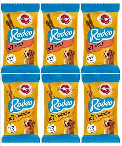 Pedigree Rodeo Dog Treats 3 x Chicken & 3 x Beef (42 Treats)