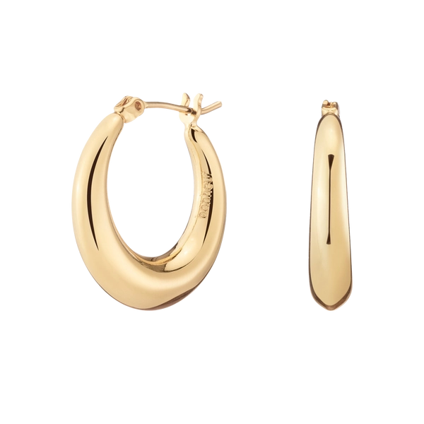 Puffed Hoop Earrings - 18k Gold-Plated Brass