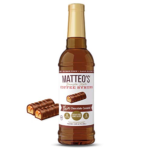 Matteo's Barista Style Sugar Free Coffee Syrup, Zero Calories Keto-Friendly Coffee Syrups & Flavors, USA-Made Kosher Sugar Free Coffee Flavoring Syrup For Home & Work, Chocolate Caramel, 25.4 Oz, 1-pk - 750 ml (Pack of 1)