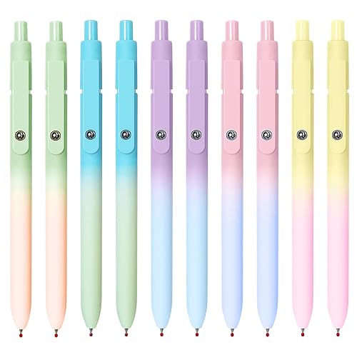 UIXJODO Gel Pens, 10 Pcs Black Ink Pens for Women, 0.7mm Medium Point Smooth Writing Pens with Silicone Grip, High-End Series Metal Clip Retractable Pens for Journaling Note Taking (10 Pcs Pastel) - 10 Pcs Pastel