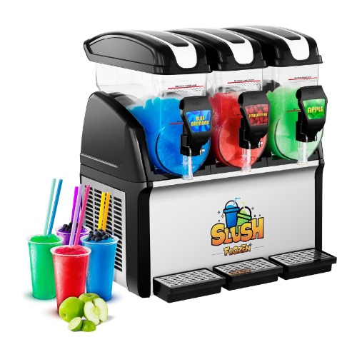 Royal Catering Slush Machine 3 X 15 Liter 230V Slush Puppie Maker Perfecte Slushie Frozen Drink RCSL 3/12 (980W, Ledverlichting, BPA Vrij tot -3°C)