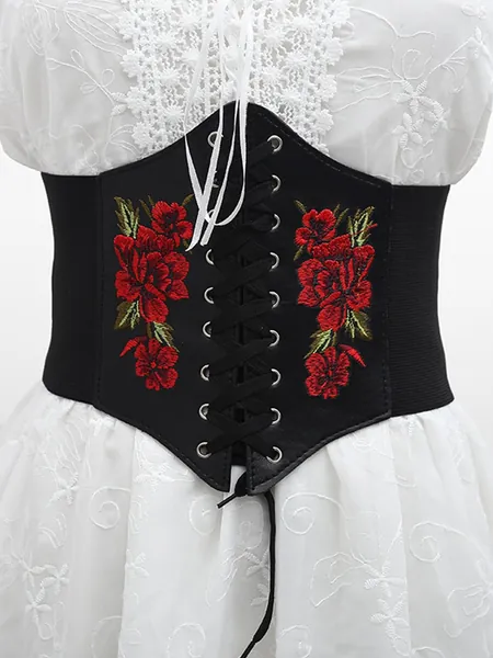 Floral Embroidered Corset Belt