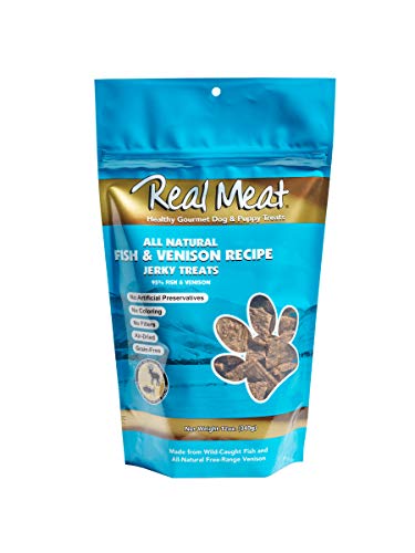Real Meat Air-Dried Jerky Treats, Free-Range, All-Natural (Fish & Venison, 12oz) - Fish & Venison - 12 Ounce (Pack of 1)
