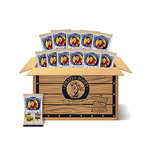 Pirate's Booty Aged White Cheddar Cheese Puffs, Gluten Free, Kids snacks for lunch box, Healthy Kids Snacks, 1oz Individual Size Snack Bags (12 Count) - Made Without Artificial Colors, Flavors, Or Preservatives. - 1 Ounce (Pack of 12)