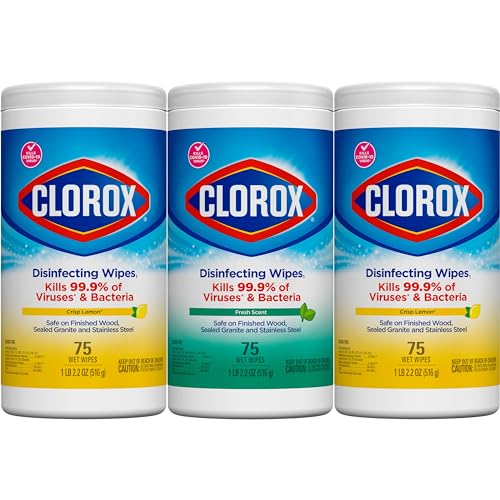 Clorox Disinfecting Wipes Value Pack, Household Essentials, 75 Count (Pack of 3)(Package May Vary) - 75 Count (Pack of 3)