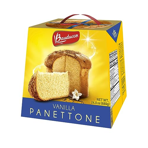 Bauducco Vanilla Panettone, Moist & Fresh, Traditional Italian Recipe, Holiday Cake 24.0oz (Pack of 1) - Vanilla - 1.50 Pound (Pack of 1)