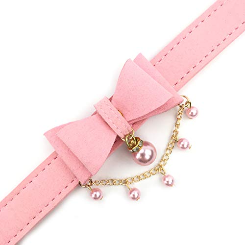 Bell Choker Collar Necklace Lolita Bow Collar Cat Kitty Velvet Necklace (P) - P