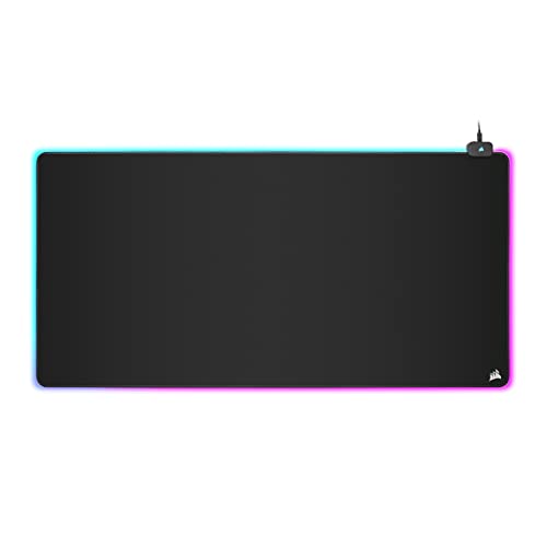 Corsair MM700 RGB Extended 3XL Cloth Gaming Mouse Pad/Desk Mat - Massive 1,220mm x 610mm (48” x 24”) Cloth Surface, 360° Three-Zone RGB Lighting, Two USB Ports - Black - Extended 3XL (1,220mm x 610mm)