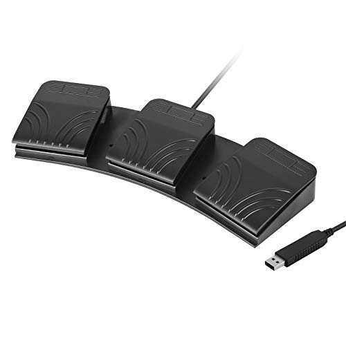 [Upgraded] iKKEGOL USB Triple Foot Pedal Optical Switch Control 3 Key Three Button Program Computer Keyboard Mouse Game Action HID - Triple Pedal
