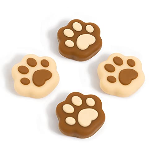 GeekShare 4PCS Cat Paw Shape Thumb Grip Caps,Soft Silicone Joystick Cover Compatible with Nintendo Switch/OLED/Switch Lite (Milk Tea Brown) - Milk Tea Brown