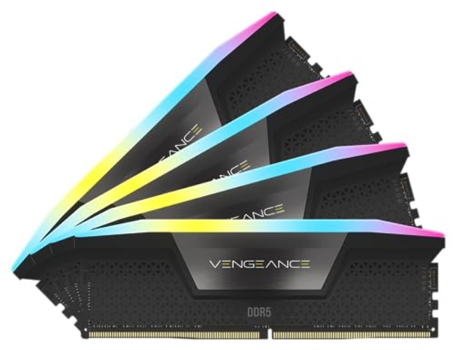 CORSAIR VENGEANCE RGB DDR5 RAM 128GB (4x32GB) 5600MHz CL40 Intel XMP iCUE Compatible Computer Memory - Black (CMH128GX5M4B5600C40) - 128GB (4x32GB) - Black