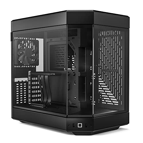 HYTE Y60 Modern Aesthetic Dual Chamber Panoramic Tempered Glass Mid-Tower ATX Computer Gaming Case with PCIE 4.0 Riser Cable Included, Black (CS-HYTE-Y60-B) - Black - Y60
