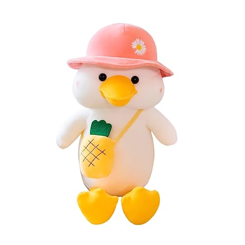 DIFFERLY 11.8inch Duck Plush Stuffed Toy, Duck Plush Animal Doll, Soft and Fluffy Go to School Duck Strawberry Bag Children's Gift Toy (Pink) - Pink