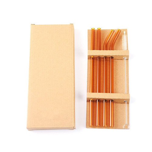 Reusable Glass Straws - Orange