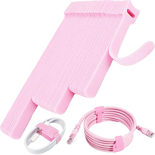 70pcs Computer Cable Ties, Wire Ties, Cord Ties Reusable for Electronics, Hook and Loop Microfiber Cable Ties Extension for Storage, pink, 4, 6, 8 inch - Pink Cable Ties
