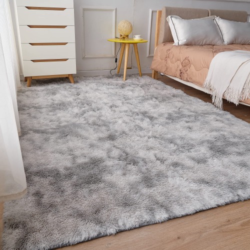 Floralux Ultra Soft Indoor Modern Shag Area Rugs Fluffy Living Room Carpets for Children Bedroom Home Decor Nursery shag Rug, Multiple Colors and Size Optional (7x10 Ft., Tie-Dyed Light Gray) - Tie-dyed Light Gray 7x10 Ft.