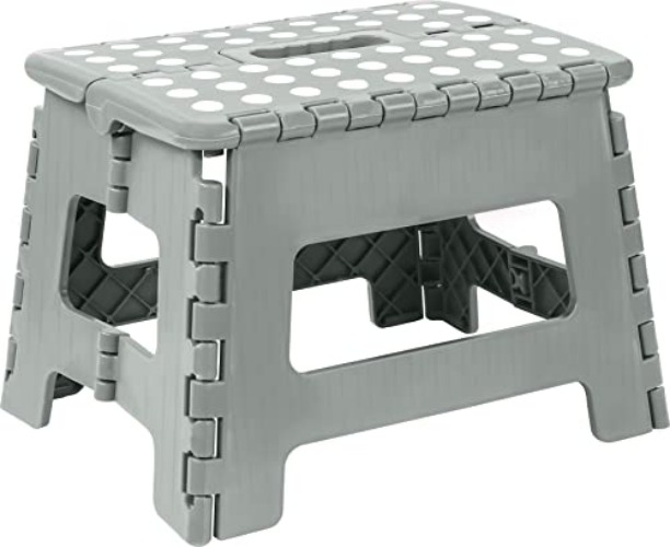 Utopia Home Folding Step Stool - (Pack of 1) Foot Stool with 9 Inch Height - Holds Up to 300 lbs - Lightweight Plastic Foldable Step Stool for Kids, Kitchen, Bathroom & Etc (Light Grey) - 9 Inch (Pack of 1) - Light Grey