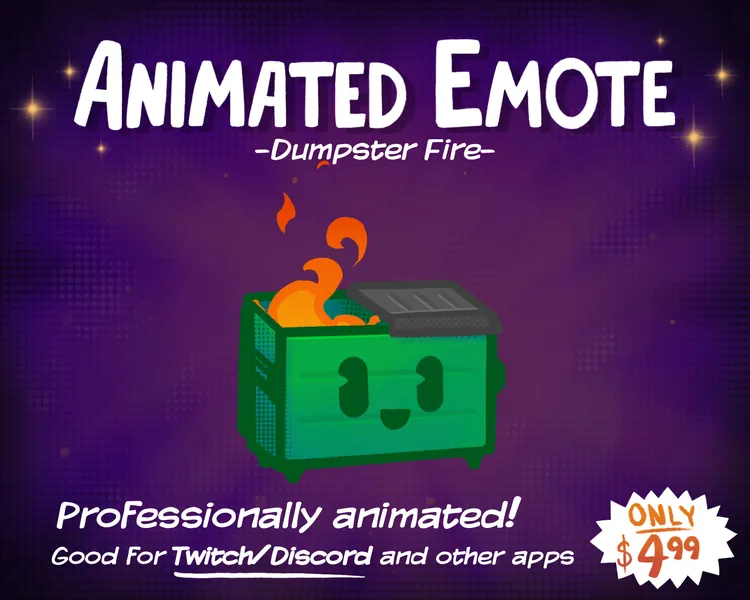 Animated Emote Dumpster Fire Twitch and Discord