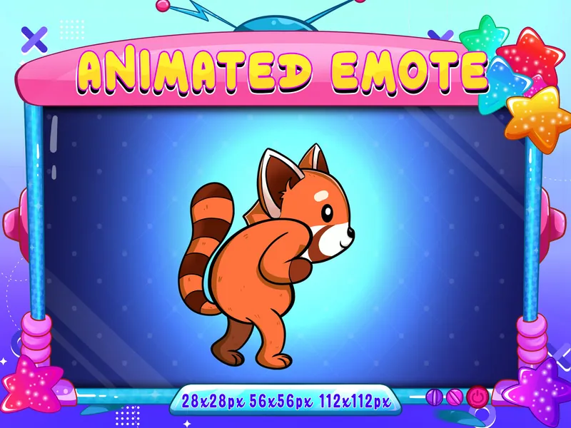 Red Panda Tiptoe Animated Emote, Animated Red Panda Tiptoe Twitch Discord Youtube Emote, Red Panda Tiptoe Animated Emote For Streamer, Gamer